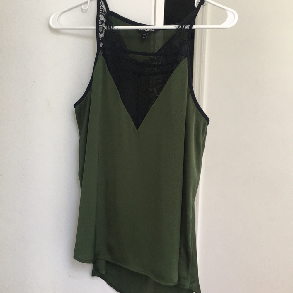 Express tank sz Small green with lace
